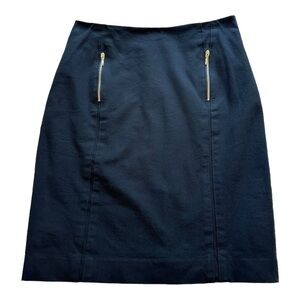 Cortefiel Basics Flat Front A-Line Skirt Midi High Rise Zipper Pockets - EUR 42